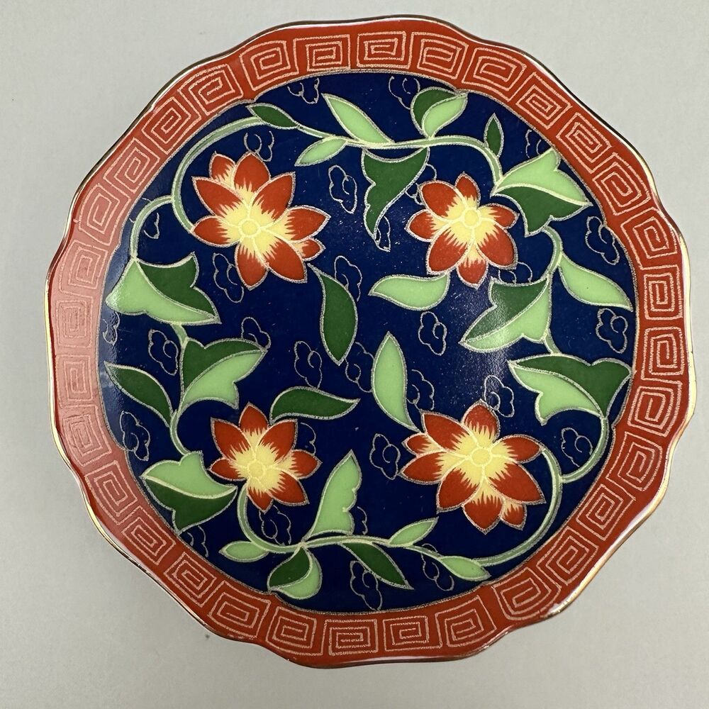 Vintage 1981 Takahashi Kashmir 4” Trinket Ring Dish Hand Decorated Japan
